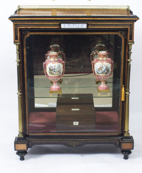 fig 2. Antique Victorian Amboyna & Ebonised Pier Cabinet 19th C
