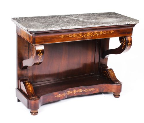 Antique Charles X Period Tigerwood Console Table C.1830 19th C
