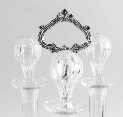 fig 2. Antique Old Sheffield Silver Plate Decanter Stand Tantalus 19th C