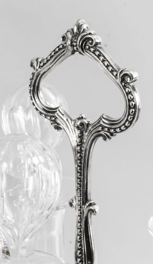 fig 4. Antique Old Sheffield Silver Plate Decanter Stand Tantalus 19th C