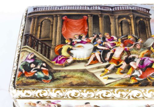 fig 2. Antique Italian Large Capodimonte Porcelain Table Casket 19th C