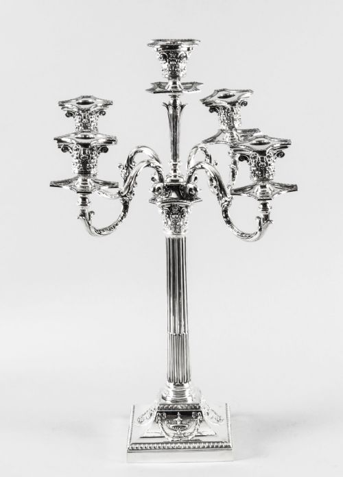 fig 2. Antique Pair Victorian Silver Plated Five-Light Candelabra by Elkington 19th C
