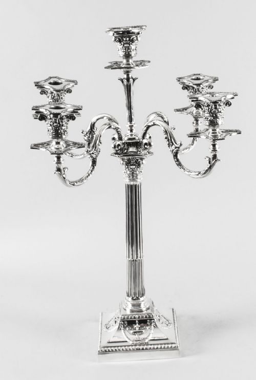 fig 3. Antique Pair Victorian Silver Plated Five-Light Candelabra by Elkington 19th C