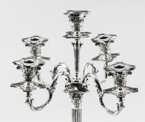 fig 4. Antique Pair Victorian Silver Plated Five-Light Candelabra by Elkington 19th C