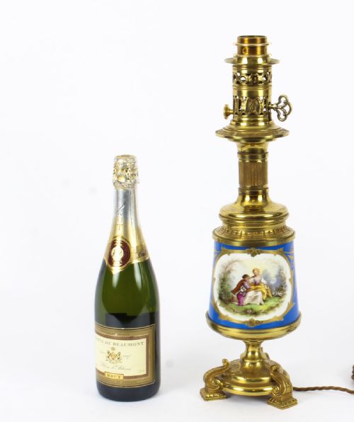 ANTIQUE PAIR LARGE FRENCH BLEU CELESTE SEVRES VASES LAMPS 19TH C - ADDITIONAL PHOTO 18