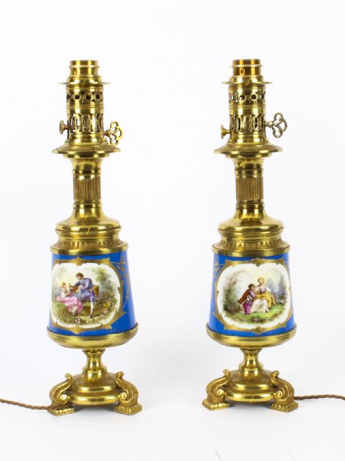 ANTIQUE PAIR LARGE FRENCH BLEU CELESTE SEVRES VASES LAMPS 19TH C - ADDITIONAL PHOTO 19