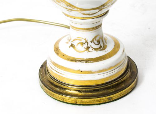 ANTIQUE FRENCH HAND PAINTED GILT PORCELAIN LAMP C1850 - ADDITIONAL PHOTO 2