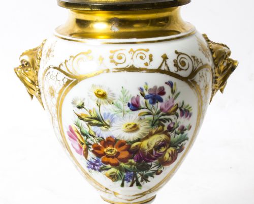 ANTIQUE FRENCH HAND PAINTED GILT PORCELAIN LAMP C1850 - ADDITIONAL PHOTO 6