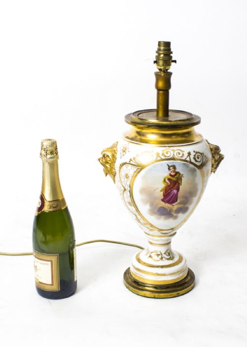 ANTIQUE FRENCH HAND PAINTED GILT PORCELAIN LAMP C1850 - ADDITIONAL PHOTO 9