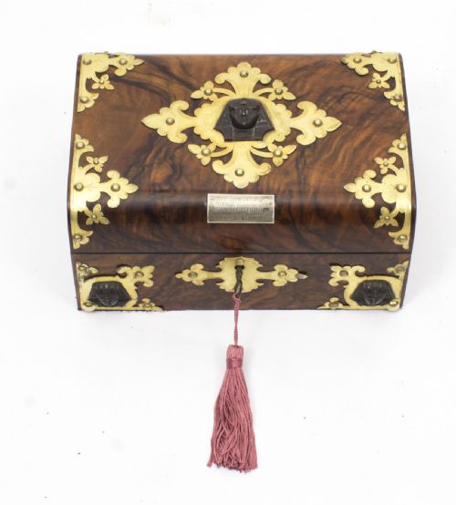 fig 2. Antique Victorianl Empire Revival Burr Walnut Casket Sewing Box C1860