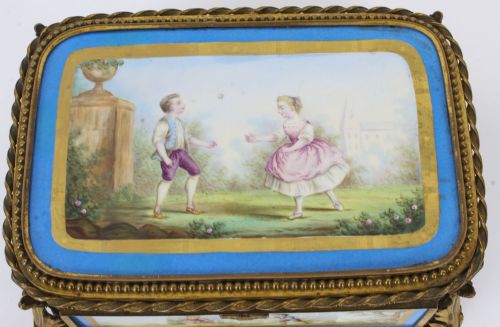 fig 3. Antique French Sevres Porcelain and Ormolu Jewellery Casket C1860 19th C
