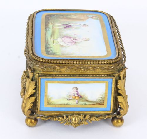 fig 6. Antique French Sevres Porcelain and Ormolu Jewellery Casket C1860 19th C

