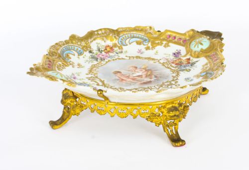 Antique French Porcelain & Ormolu Mounted Centerpiece Mid 19th C
