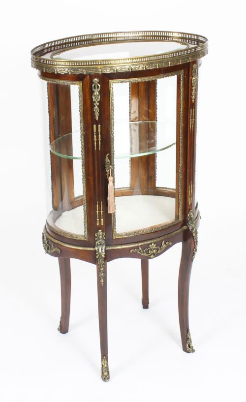 Antique Mahogany Ormolu Mounted Bijouterie Display Cabinet 19th Century
