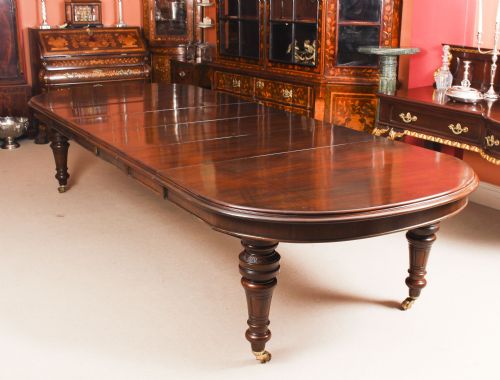 Antique 11ft 6" Victorian Flame Mahogany D End Extending Dining Table 19th C
