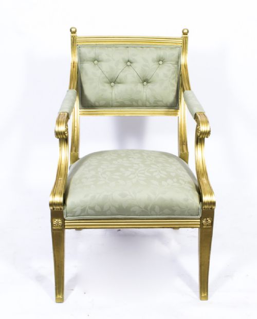fig 1. Antique Early 20th Century Regency Style Giltwood Armchair
