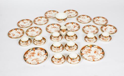 Antique Royal Crown Derby Porcelain Imari Pattern Tea Set C1906
