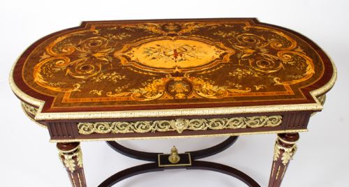 fig 2. Antique French Ormolu Mounted Marquetry Bureau Plat c.1860
