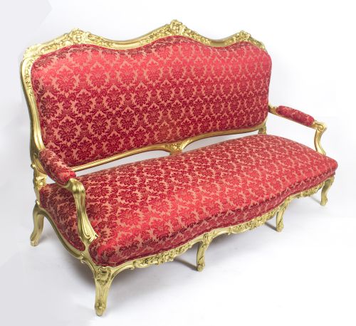 Antique French Giltwood Framed Canape' Settee from Humewood Castle C1870
