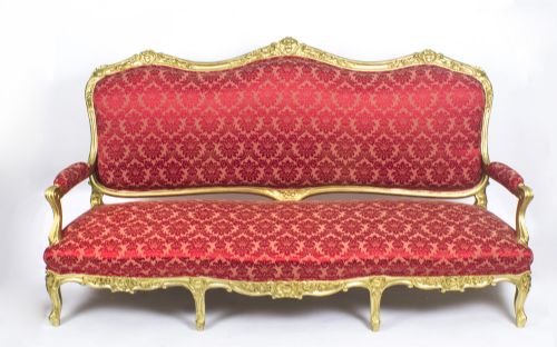 fig 1. Antique French Giltwood Framed Canape' Settee from Humewood Castle c1870
