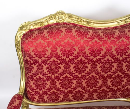 fig 2. Antique French Giltwood Framed Canape' Settee from Humewood Castle c1870
