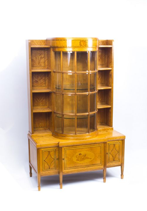 Antique Late Victorian Satinwood Display Cabinet C.1890
