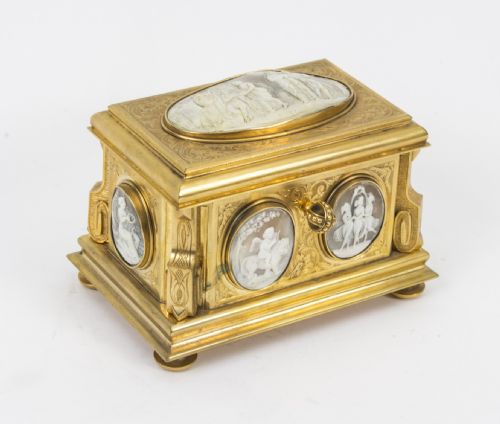 Antique Gilt Bronze Jewel Casket Box by Tahan C.1870
