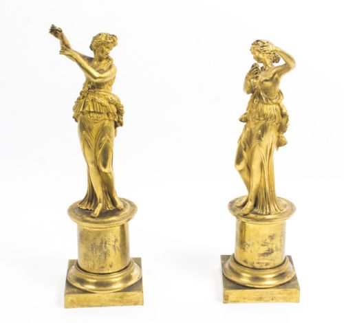 Antique Pair French Ormolu Classical Maidens Dancing Early C1820
