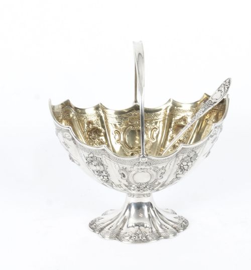 fig 1. Antique Victorian Cased Sterling Silver Sugar Bowl & Sifter 1868 19th C