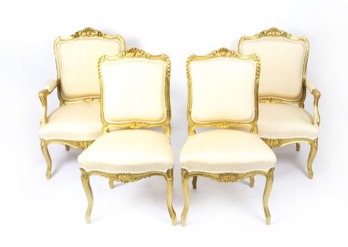 Antique French Louis Revival Giltwood Four Piece Salon Suite 19th Century

