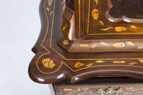 fig 6. Antique Dutch Marquetry Walnut Cabinet on Chest c.1780
