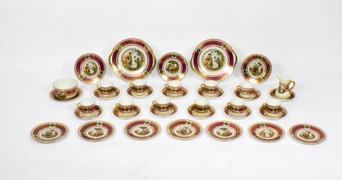 Antique Rudolf Kämpf 38 Piece Porcelain Tea Set 1918
