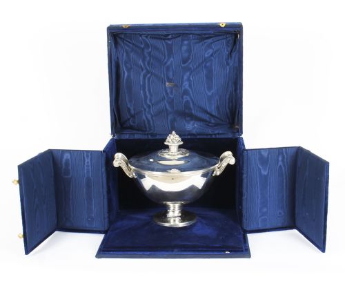Antique Sterling Silver Tureen by Marc Jacquard Retailed by Bulgari Circa 1810
