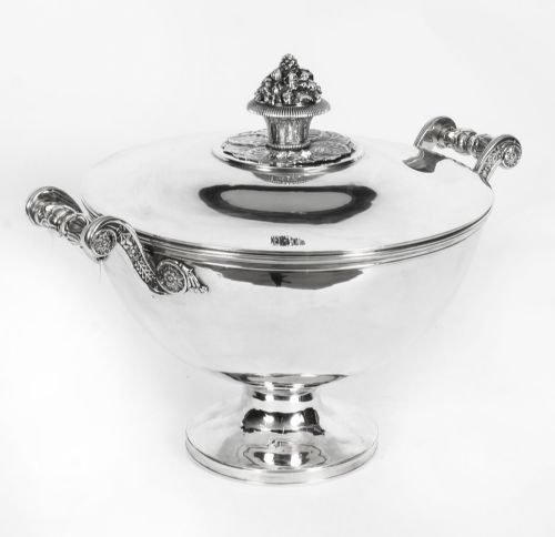 fig 2. Antique Sterling Silver Tureen by Marc Jacquard Retailed by Bulgari Circa 1810