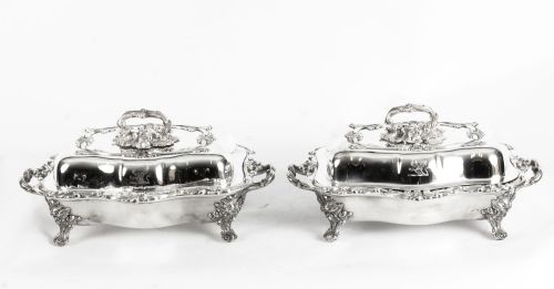 Antique Pair of English Old Sheffield Entree Dishes C1820 19th Century
