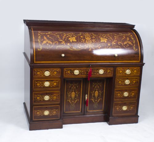 Antique Victorian Cylinder Bureau by Edwards & Roberts
