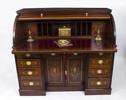 fig 1. Antique Victorian Cylinder Bureau by Edwards & Roberts