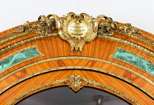 fig 4. Antique French Kingwood Malachite & Ormolu Mounted Vitrine Cabinet 19th C

