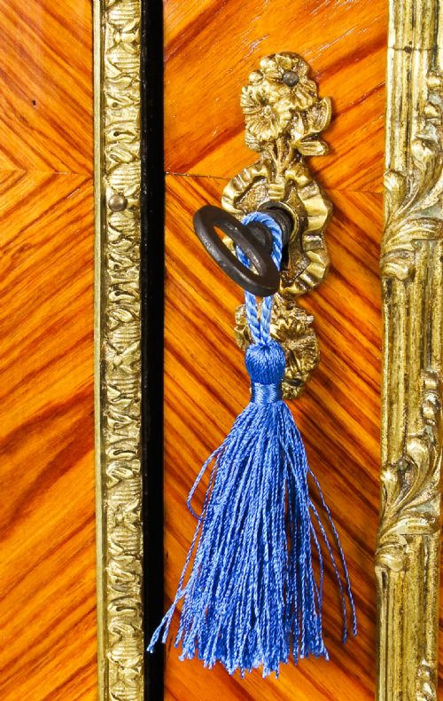 fig 5. Antique French Kingwood Malachite & Ormolu Mounted Vitrine Cabinet 19th C
