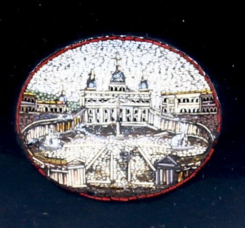 fig 2. Antique Grand Tour Italian Vatican Micro-Mosaic Marble Desk Weight 19th Century