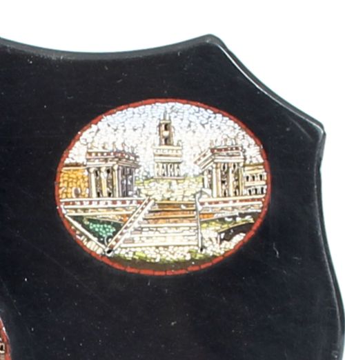 fig 3. Antique Grand Tour Italian Vatican Micro-Mosaic Marble Desk Weight 19th Century