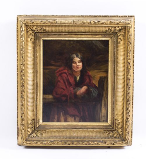 Antique Oil Painting of Peasant Girl R Gavin Rsa C.1870
