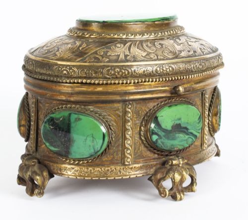 Antique Malachite & Gilt Bronze Lidded Jewellery Casket 19th C C1880
