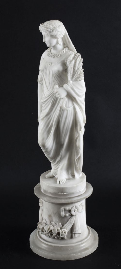 Antique Italian Alabaster Sculpture of the Goddess Demeter 19th Century
