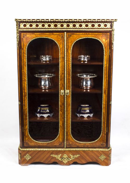 fig 1. Antique Victorian Burr Walnut Low Display Cabinet C1860
