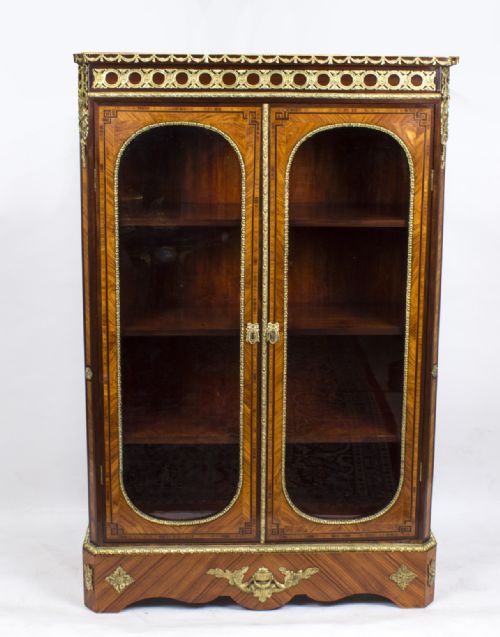 fig 2. Antique Victorian Burr Walnut Low Display Cabinet C1860