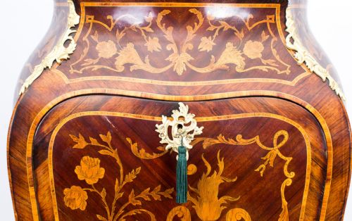 ANTIQUE FRENCH ROCOCO REVIVAL MARQUETRY SECRETAIRE A ABATTANT C 1850 - ADDITIONAL PHOTO 2