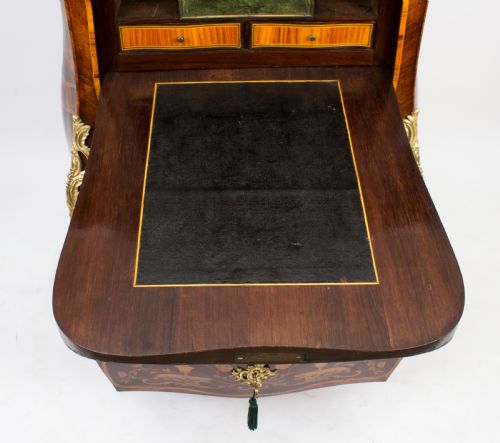ANTIQUE FRENCH ROCOCO REVIVAL MARQUETRY SECRETAIRE A ABATTANT C 1850 - ADDITIONAL PHOTO 19