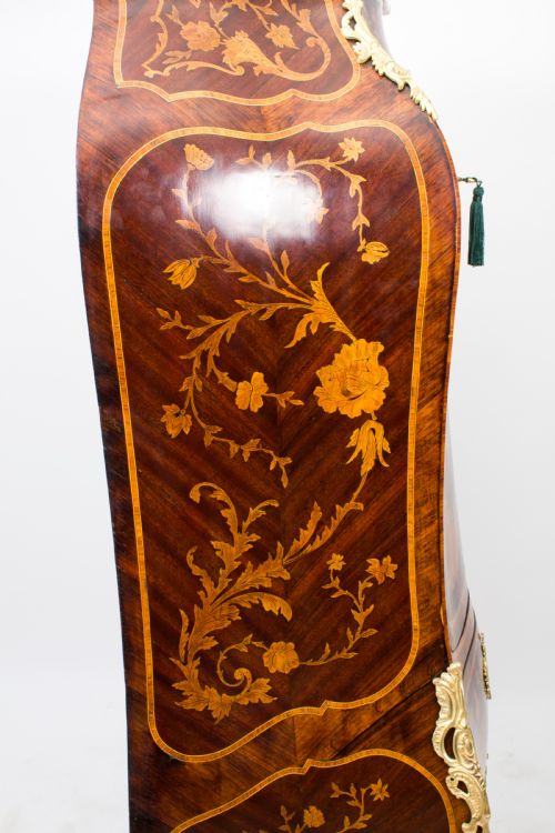 ANTIQUE FRENCH ROCOCO REVIVAL MARQUETRY SECRETAIRE A ABATTANT C 1850 - ADDITIONAL PHOTO 26