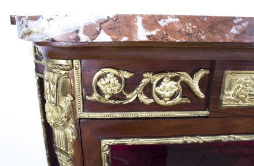 fig 3. Antique French Louis Revival Parquetry Display Cabinet 1870